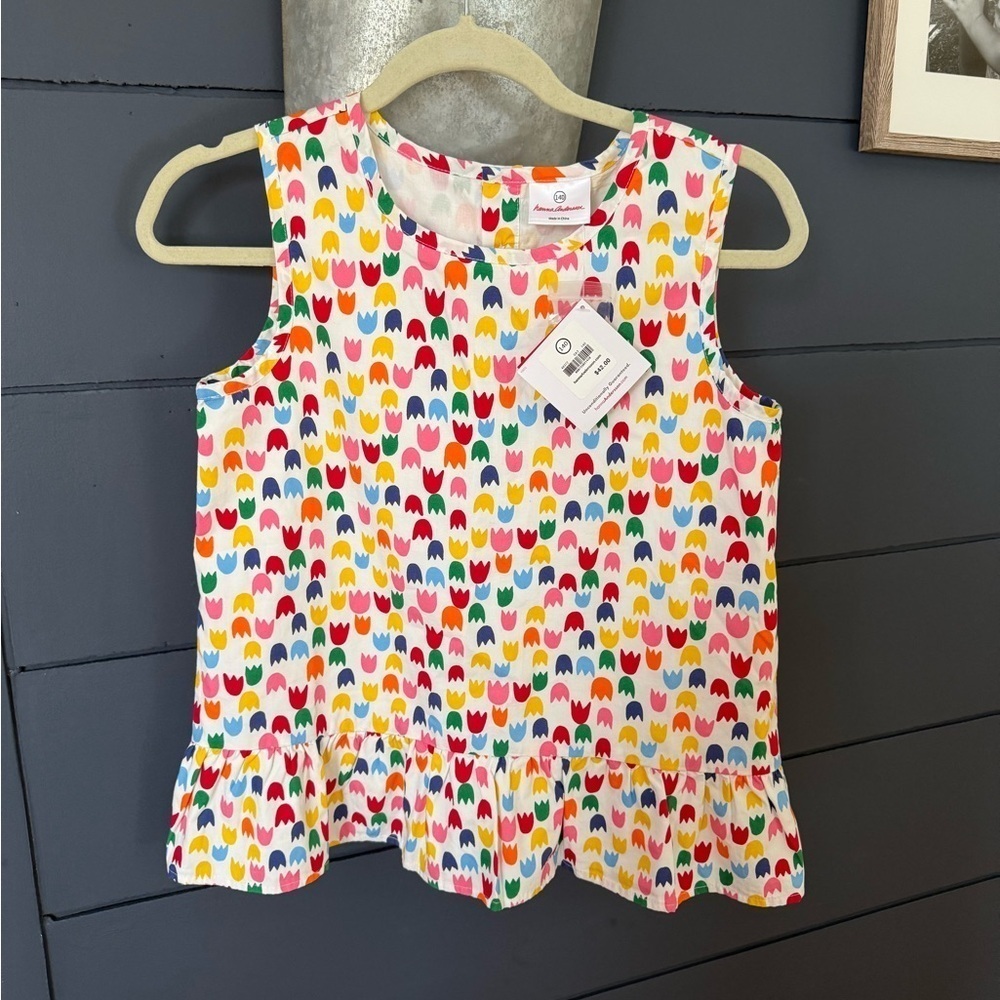 HANNA ANDERSON GIRLS FLOUNCED POPOVER FLORAL WHITE/MULTICOLOR US 10 NWT $42